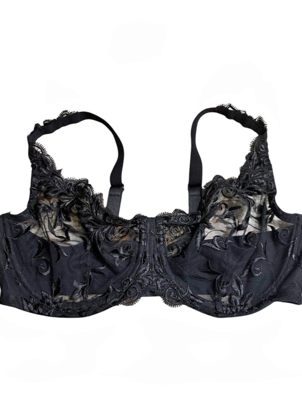 SOMA Sensuous Lace Unlined Bra in Classic Black Size 36D -- Lightweight & Comfy